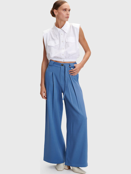 Damen Stoff Hose Blau