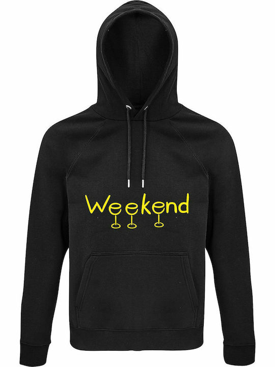Hoodie Unisex Organic "wine Weekend Lover" Black