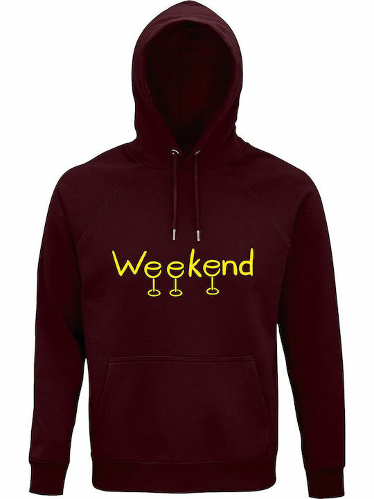Hoodie Unisex Organic "wine Weekend Lover" Burg...
