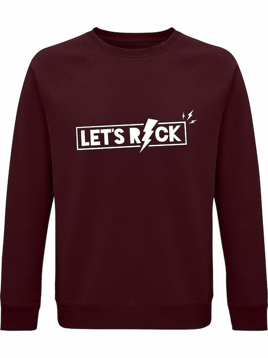 Sweatshirt Unisex Organic "let's Rock" Burgundy