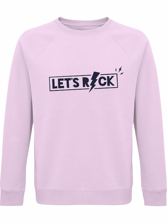 Sweatshirt Unisex Organic "let's Rock" Creamy Pink