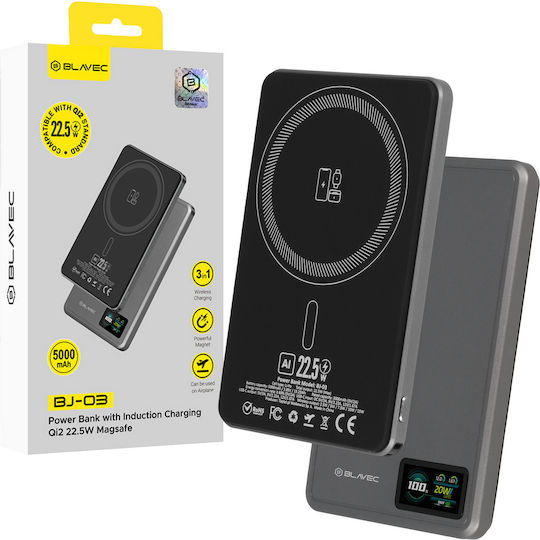 Blavec BJ-03 Ultra Slim MagSafe Power Bank 5000mAh 22.5W Gray