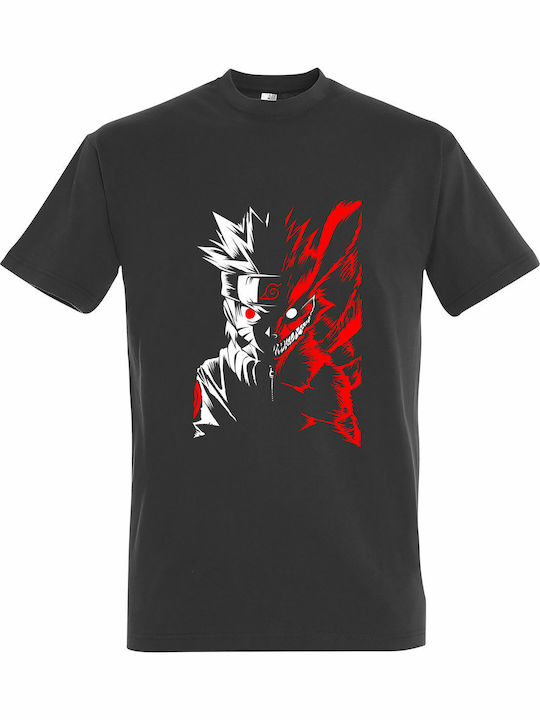 Унисекс T-shirt Наруто Шиппуден Двулицев Тъмносив