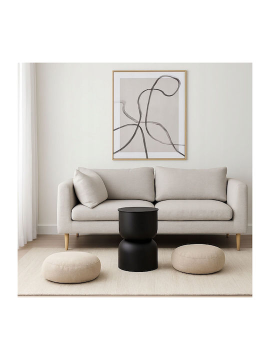 Round Side Wooden Coffee Table Black W31xL31xH46cm