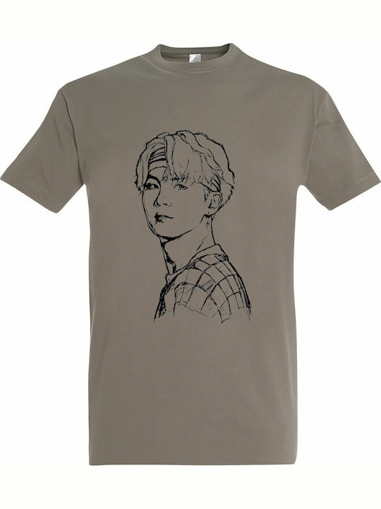Унисекс T-shirt Bts Kim Kpop Светло Сиво