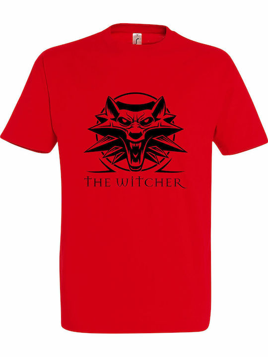 T-shirt Unisex " Witcher Wolf Logo " Red