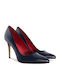 Leather Pointed Toe Stiletto Blue High Heels