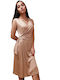 Sommer Midi Abendkleid Wickel Gold