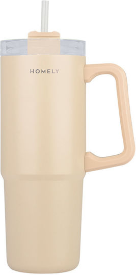 Homely Thermos Straw Tumbler 900ml Sandstone