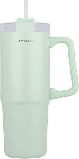 Homely Thermos Straw Tumbler 900ml Seafoam