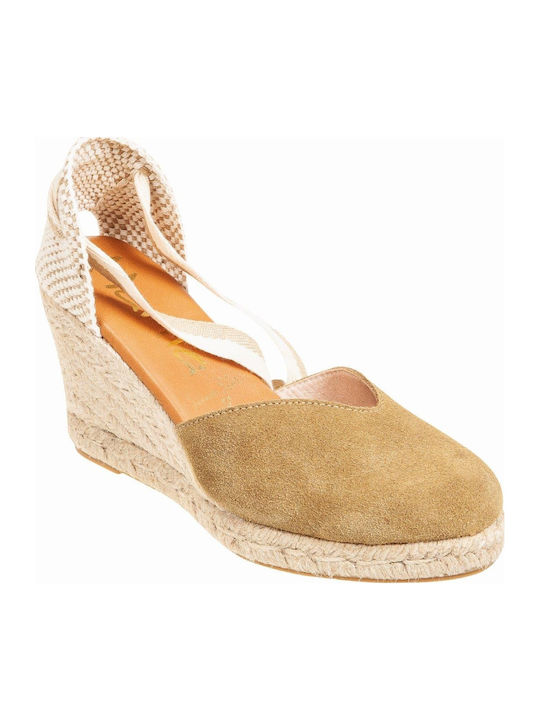Women's Leather Platform Espadrilles Khaki