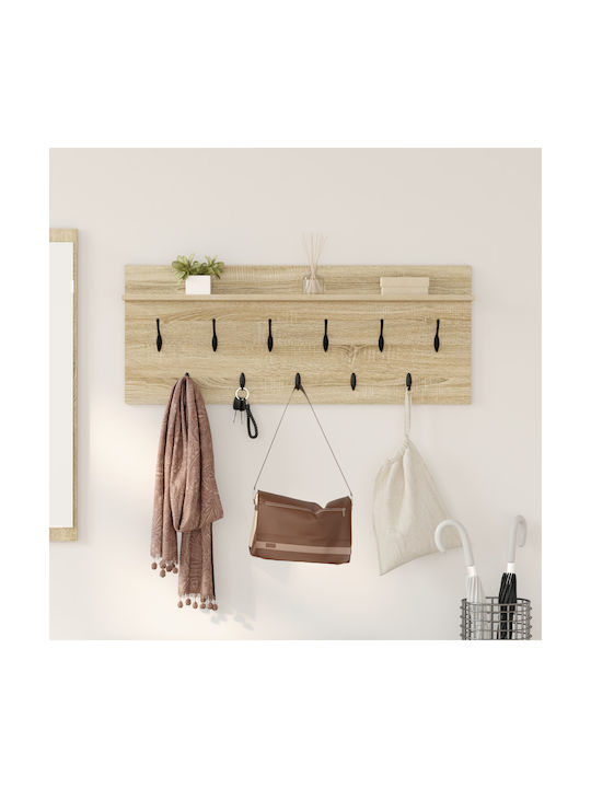 vidaXL Wooden Beige Wall Hanger 100x12x40cm