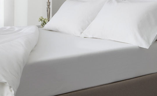 Σεντόνια Μονά Σετ Plain Tc300 White Satin Cotton Blanc De Blanc 175x280 3τεμ
