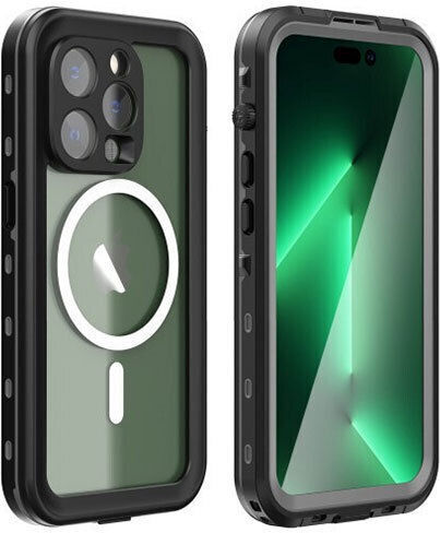 Redpepper Ip68 Dot 360 Full Cover Σιλικόνης με Λουράκι Αδιάβροχο Μαύρο (iPhone 14 Pro Max)