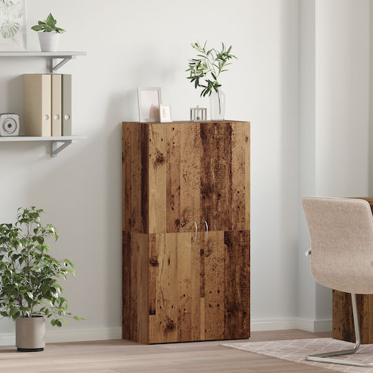 Living Room Display Cabinet Made of Particle Board Old Wood 60x32x115cm
