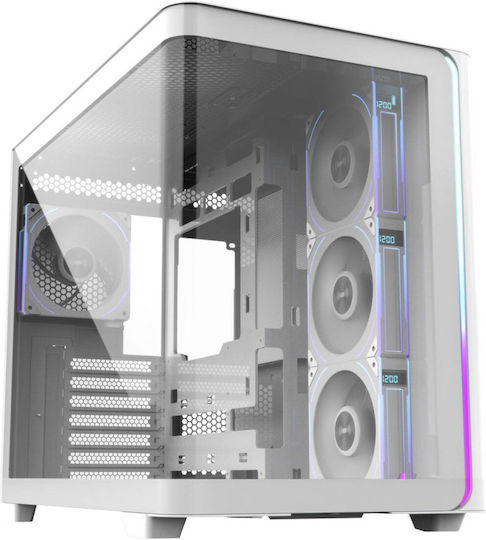 FSP/Fortron M580 Plus Gaming Midi Tower Computer Case with Side Window and RGB Lighting White
