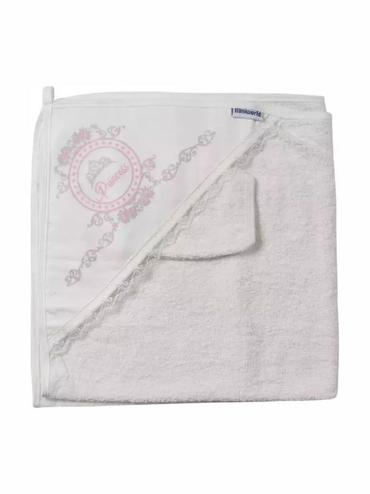 Hooded Baby Bath Towel White Pink