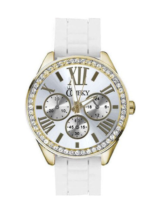 Cheeky Women's Watch with White Rubber Strap