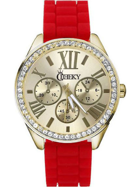 Cheeky Women's Watch with Red Rubber Strap
