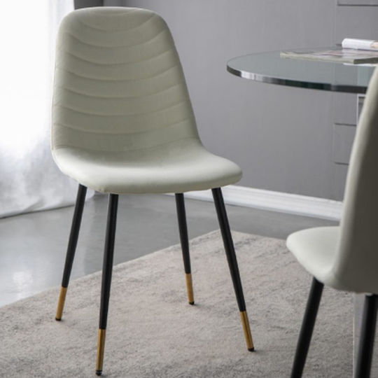 Quarteto Dining Room Fabric Chair Ecru 44x55x90cm 4pcs