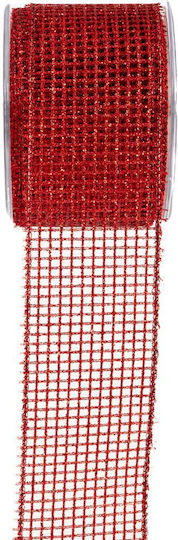 Benzi Glitter Grid 6,7cmx9m Culoare Roșie