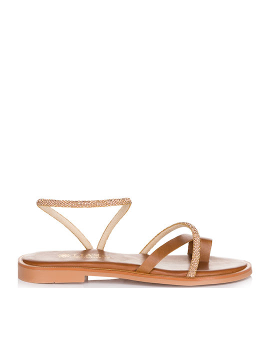 Lias Mouse Leather Women's Flat Sandals in Brow...