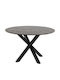 Norsica 604 Round Table Dining Room with Marble Surface Black, Brown Marble 76x76cm