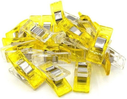 20 Yellow Plastic Clips Securing Patterns Materials Maximum Opening 1.4 Cm Babysnap