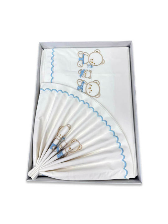 Baby Sheets Crib Cotton Set Family Light Blue 1...