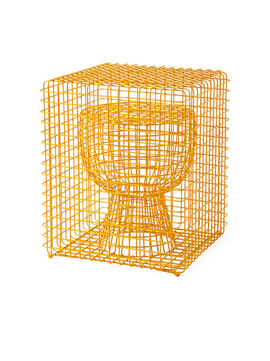 Hocker Für das Wohnzimmer Metall Yellow 40x40x47cm