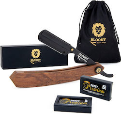 Bloony Rasierer Klingen Holzgriff Männer Set 10 Klingen Derby Premium Waschbeutel Pflege-Set Bart Anfänger Fortgeschrittene Nutzer