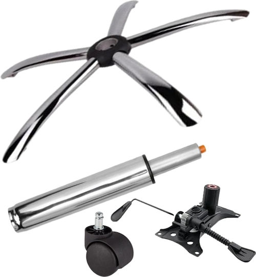 Depox Set Für Bürostuhl Metallisch 4Stücke 25x15cm Silber