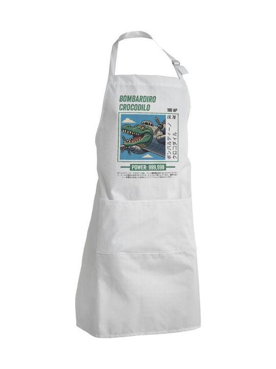 Koupakoupa Bombardiro Crocodilo Ποδιά Κουζίνας Λευκή 22x40cm KP_30865_apron-bbq-adult