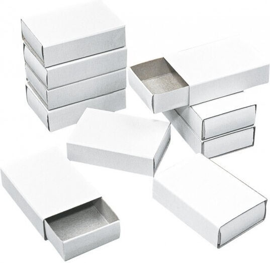 Set 12 Pieces White Matchboxes 5.3x3.6x1.5 Cm