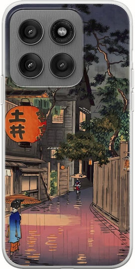 Ukiyo-e Tokyo Rain Street Motorola Edge 60 Pro 5G Гъвкав TPU Прозрачен Силикон