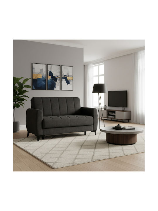 Nikko Two-Seater Couch Bed Artificial Leather with Storage Space Black 144x75x84 cm