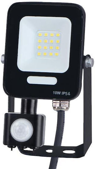Στεγανός Προβολέας LED 10W Φυσικό Λευκό 4000K με Αισθητήρα Κίνησης IP54