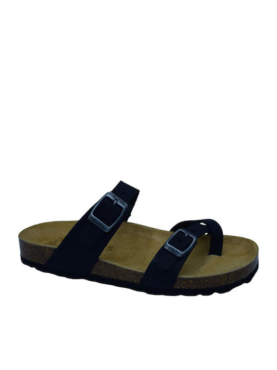 Soulis Shoes Δερμάτινα Ανατομικά Σανδάλια Μαύρα