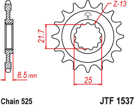 Vorderes Ritzel 1537.15 2137 15 18nc Kawasaki Z1000 15δ Pbr