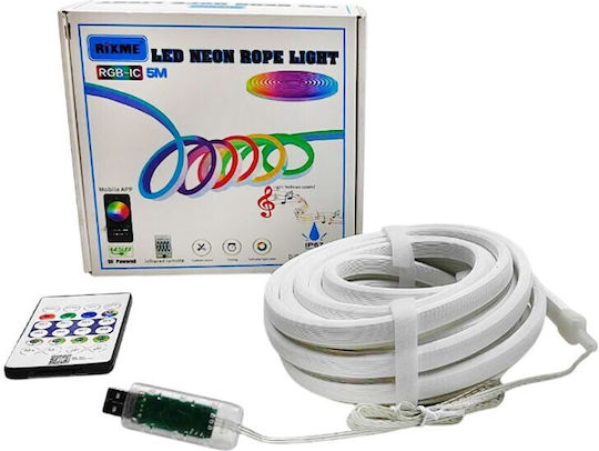 Rixme Αδιάβροχη Ταινία LED 5m Neon Flex με Τηλεχειριστήριο