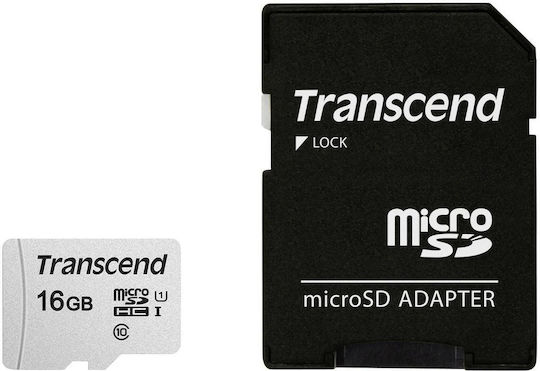 Transcend 300s microSDHC 16GB U1 V30 A1 UHS-I 95MB/s Speicherkarten mit Adapter