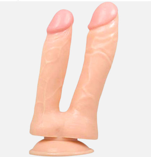 APH Διπλό Dildo με Βεντούζα Flesh
