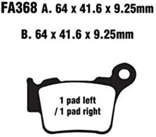 Pads Fa368 Adige P203 Asx Organic Exc 125 200 250 Sx Sx-f Smr Yz450f Hus Rear