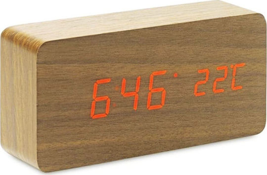 Tischuhr Digital Holz mit Wecker Hellbraun 23683196