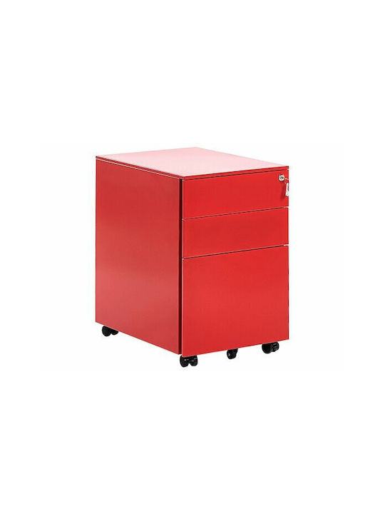 Schublade Büro Berwyn 1521 mit Rollen Red 39x50x60cm