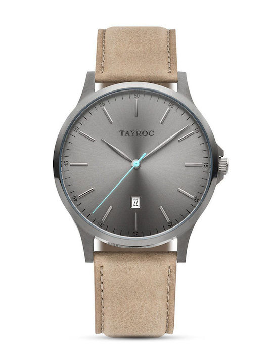 Men's Watch 40mm Battery with Beige Leather Strap