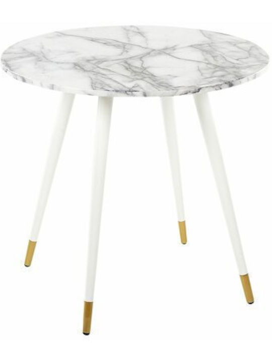 Berwyn 1471 Round Table Dining Room with Glass Surface White Marble, White 75x75cm