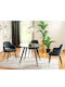 Detroit 500 Round Table Dining Room with Glass Surface Black, Black Marble, Gold 75x75cm