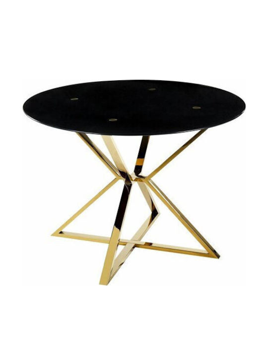 Berwyn 2173 Round Table Dining Room with Glass Surface Gold, Black 75x75cm