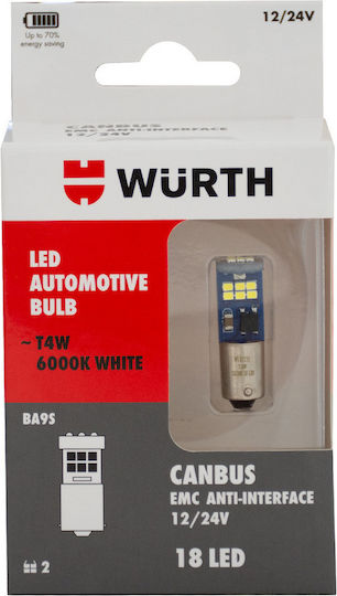 Würth LED Canbus Lămpi Auto T4W-BA9S-12/24V-18 2 Bucăți